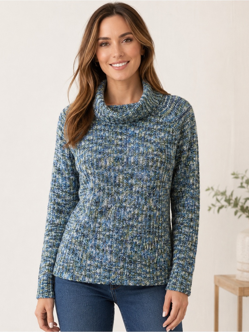 Windriver Marled Blue Cowl Neck Sweater 
s/m